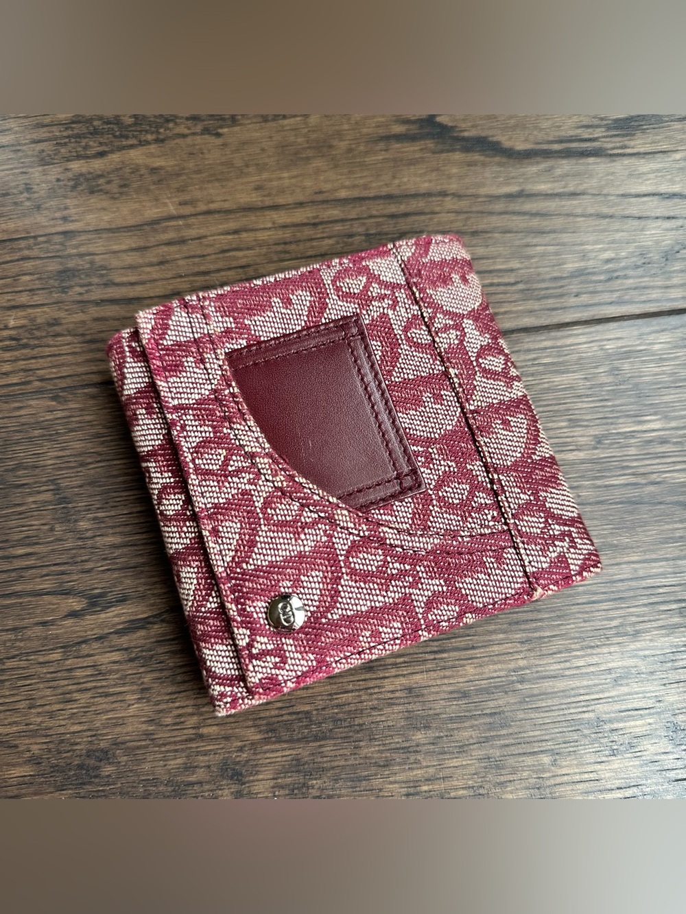 Christian Dior Burgundy Oblique Short Wallet